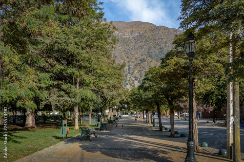 Plaza de Armas Square in San Jose de Maipo town at Cajon del Maipo - Chile
