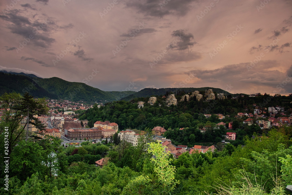  Aerial View Of Brasov City In The Carpathian Mountains Of Romania,may ,2017