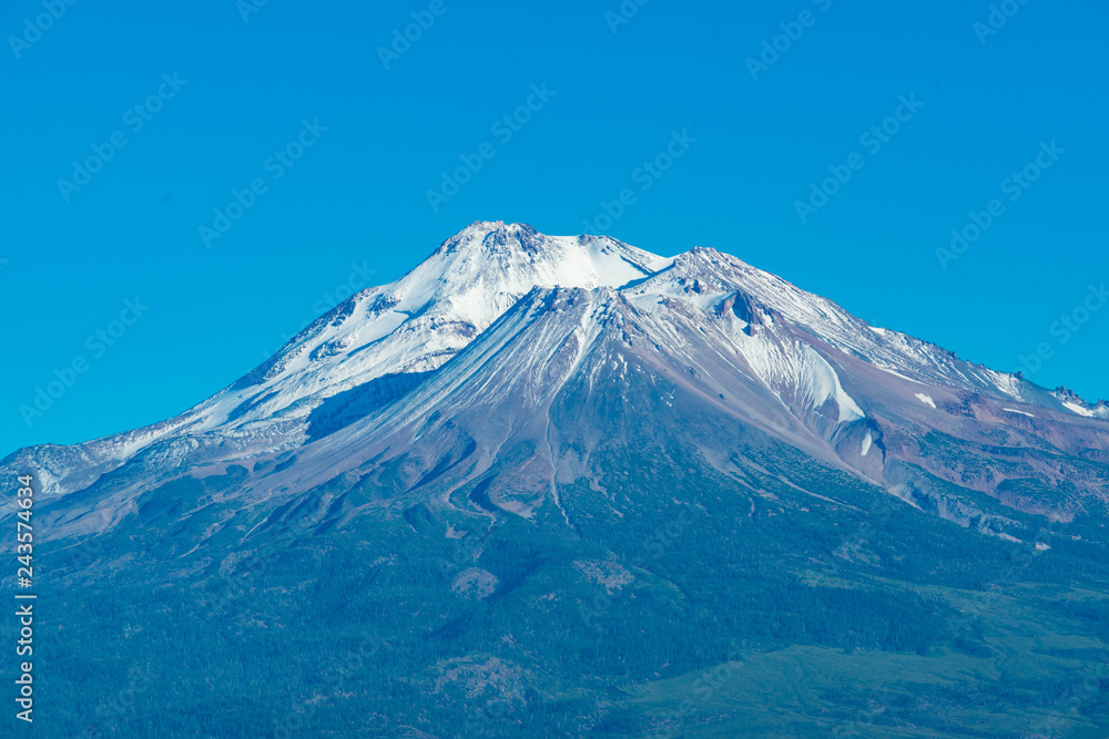 Mount Shasta dormant volcano with snow cap