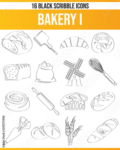 Scribble Black Icon Set Bakery I