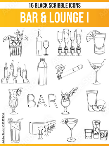 Scribble Black Icon Set Bar & Lounge I