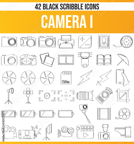 Scribble Black Icon Set Camera I