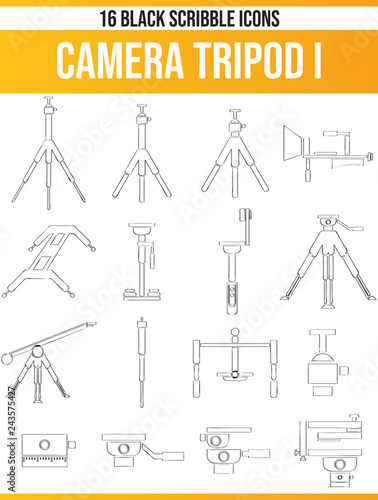 Scribble Black Icon Set Camera Tripod I