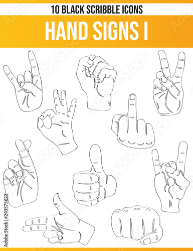 Scribble Black Icon Set Hand Signs I