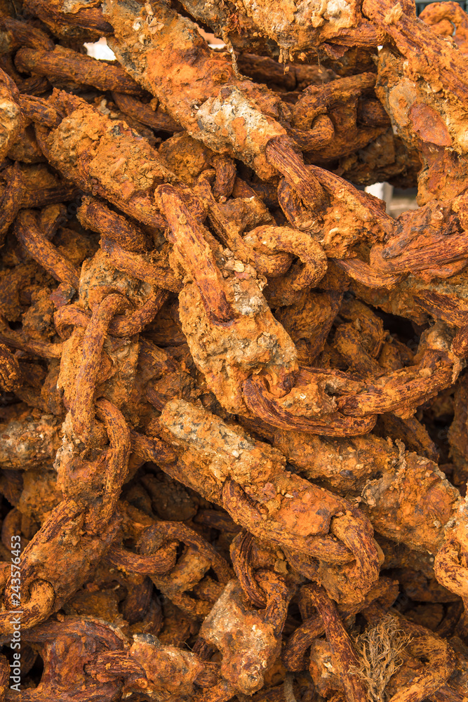Detail Of Massive Rusty Chain In A Harbor Detail Of Massive Rusty Chain In A Harbor