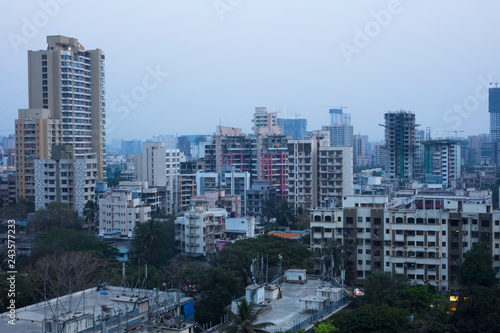 Mumbai / India - March 2018: View over the suburb Goregaon West in Mumbai.