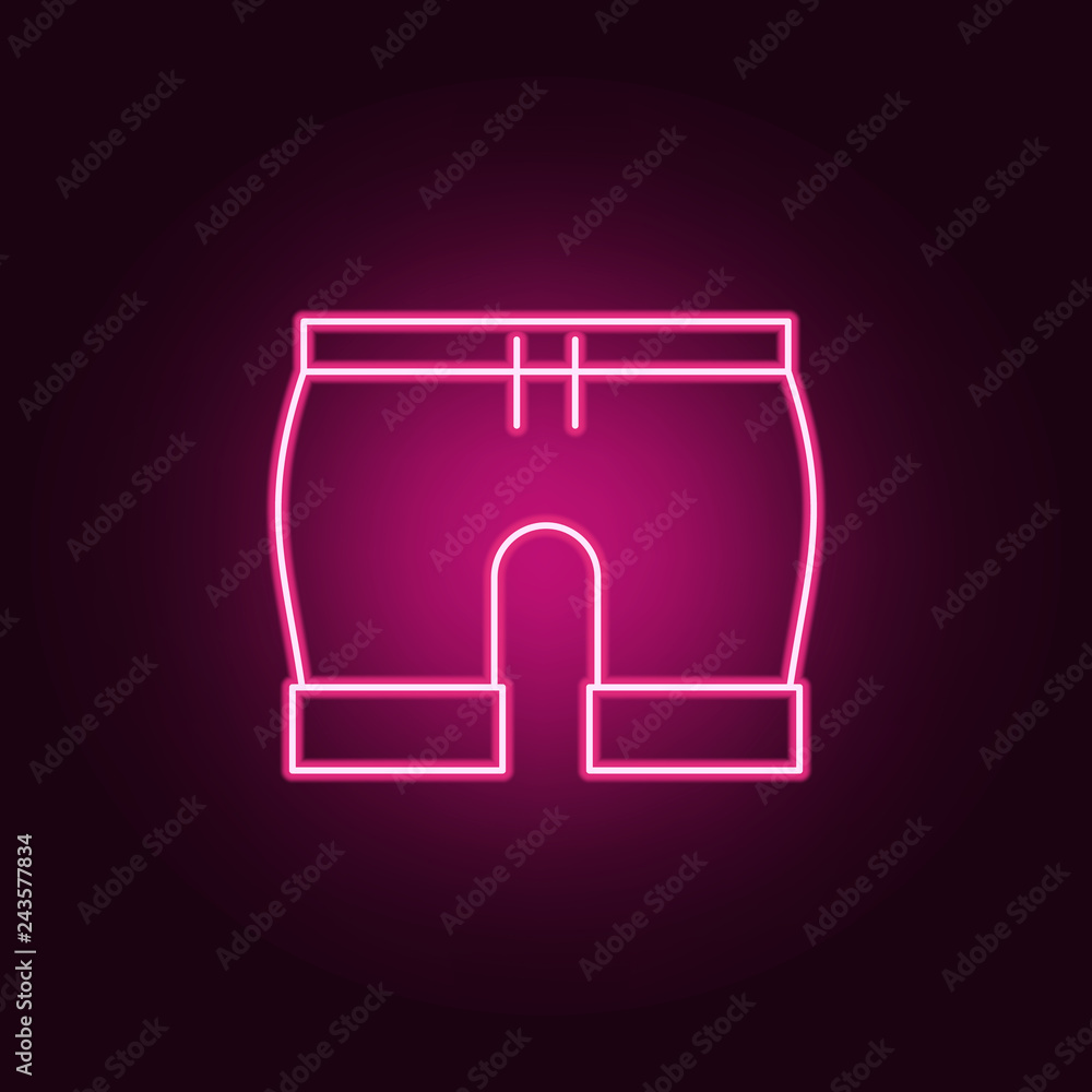 shorts icon. Elements of clothes in neon style icons. Simple icon for websites, web design, mobile app, info graphics