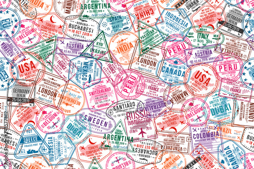 Tapety Podróże  passport-visa-stamps-seamless-pattern-international-and-immigration-office-rubber-stamps-traveling-and-tourism-concept-background