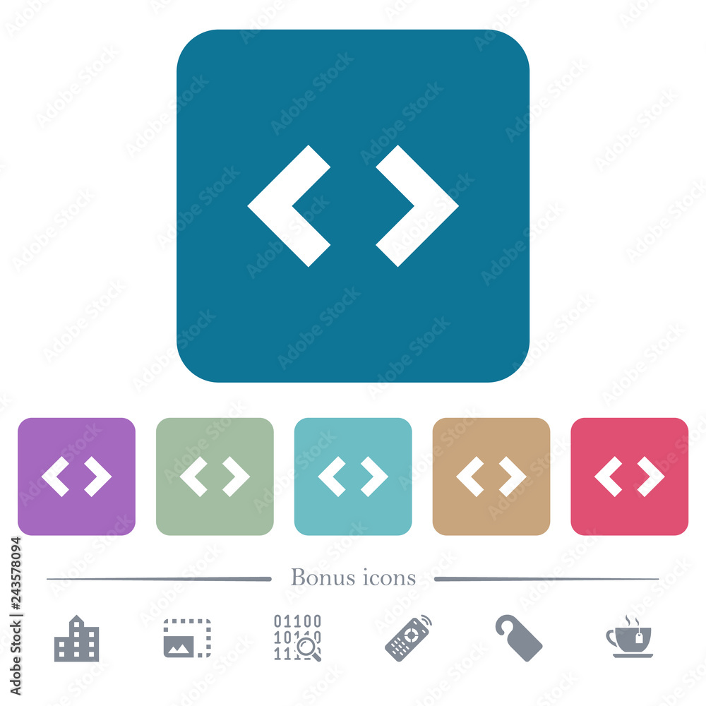 Script code flat icons on color rounded square backgrounds Script code flat icons on color rounded square backgrounds