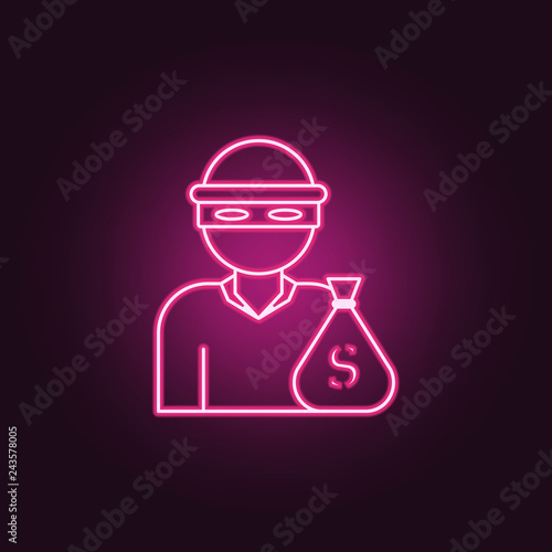 robber icon. Elements of Crime Investigation in neon style icons. Simple icon for websites, web design, mobile app, info graphics