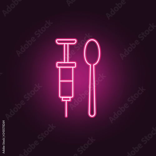syringe for heroin icon. Elements of Crime Investigation in neon style icons. Simple icon for websites, web design, mobile app, info graphics