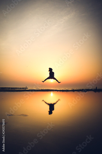 Sunset silhouette on the beach