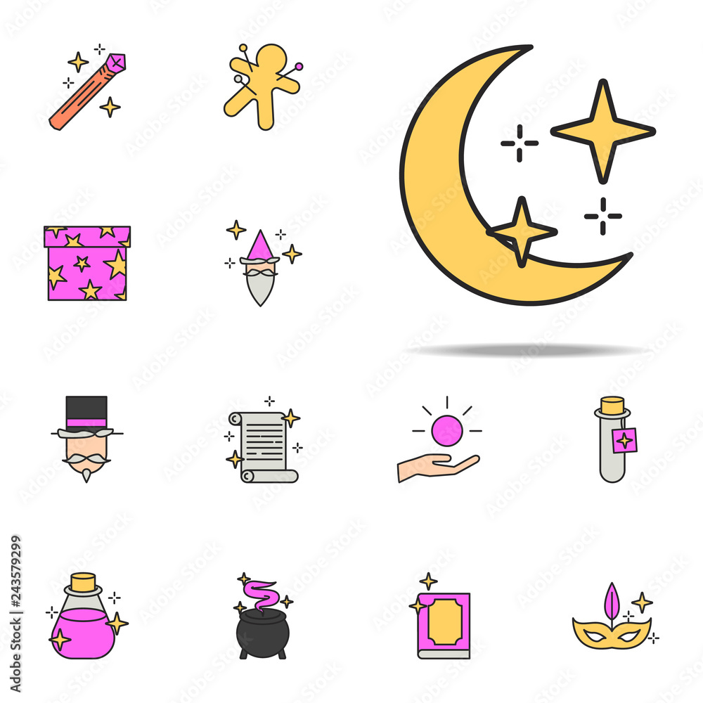 stars and crescent icon. magic icons universal set for web and mobile