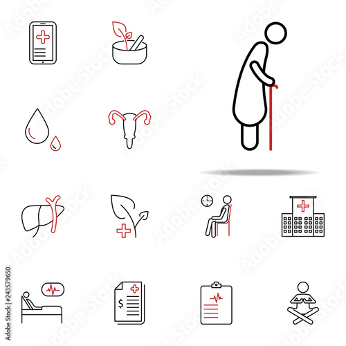 Geriatrics colored line icon. Medical icons universal set for web and mobile