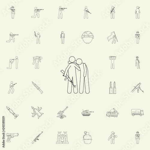military helps a wounded man icon. Army icons universal set for web and mobile