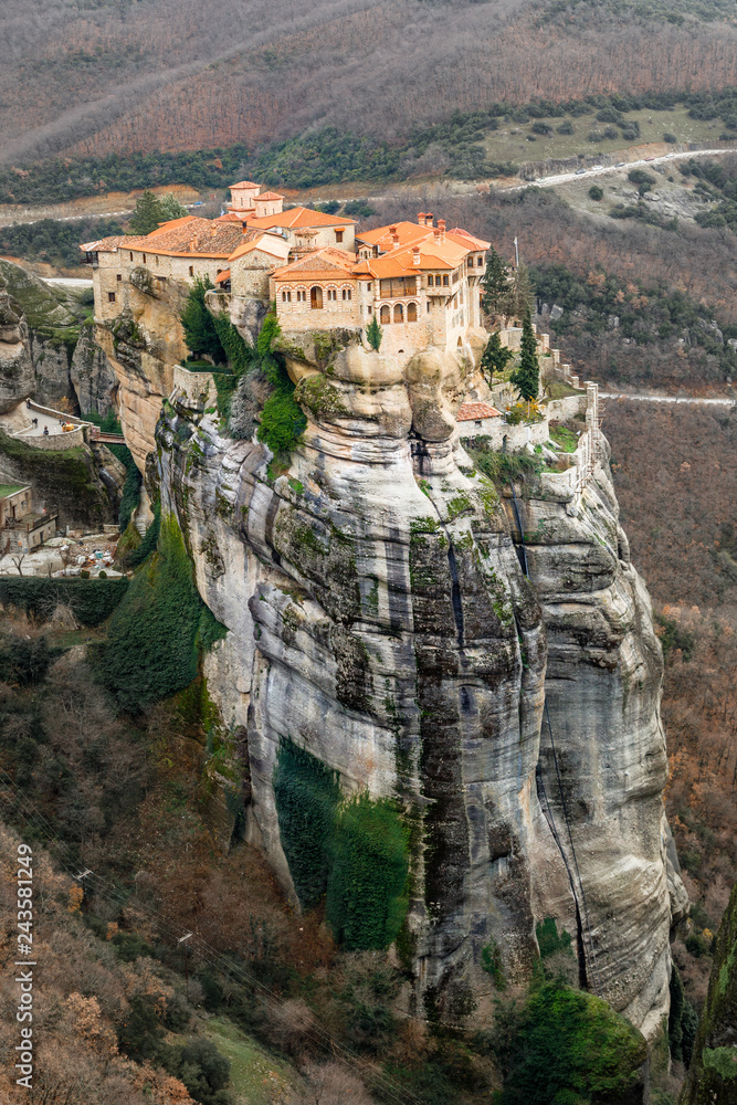 Varlaam monastery located on the huge rock, Kalabaka, Meteors, Trikala, Thessaly, Greece