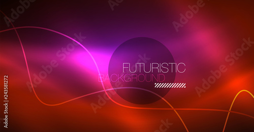 Neon lines wave background. Abstract composition