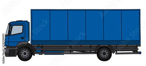 The blue long cargo truck