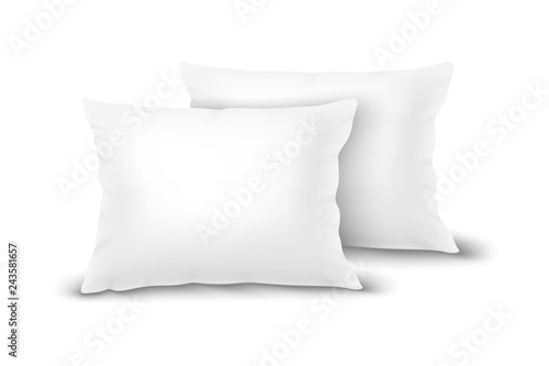 Vector Realistic 3d White Pillow Set Closeup Isolated on White Background. Elements of Bedroom, Home, Hotel Decor. Design Template of Rectangular Euro Pillows for Graphics and Mockup. Front view