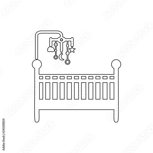 cot with toys icon. Element of cyber security for mobile concept and web apps icon. Thin line icon for website design and development, app development