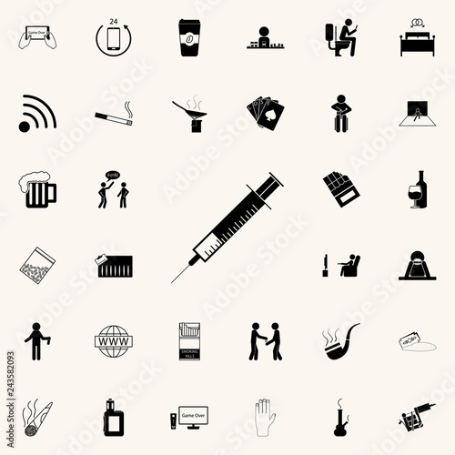 syringe with heroin icon. Bad habbits icons universal set for web and mobile