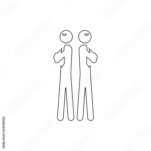 ignoring two business competitors icon. Element of conflict for mobile concept and web apps icon. Thin line icon for website design and development, app development