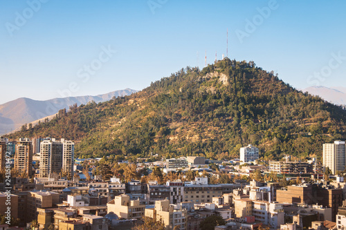 Aerial view of Santiago and San Cristobal Hill - Santiago, Chile