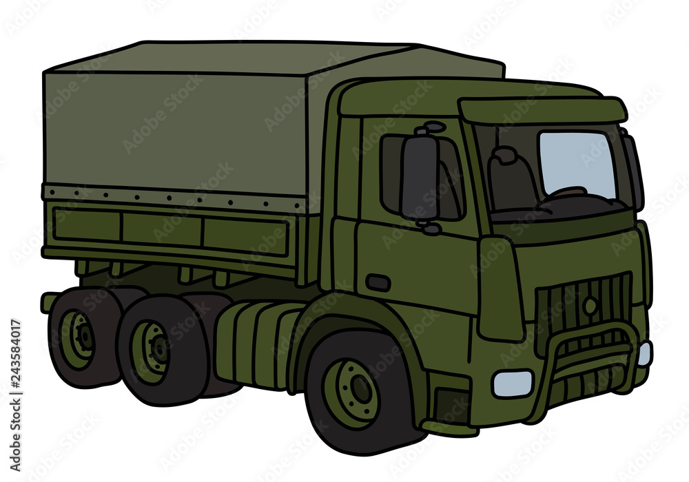 The funny khaki military truck