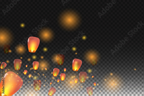 Lanterns isolated on transparent background.