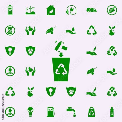 throwing garbage into the trash can green icon. greenpeace icons universal set for web and mobile