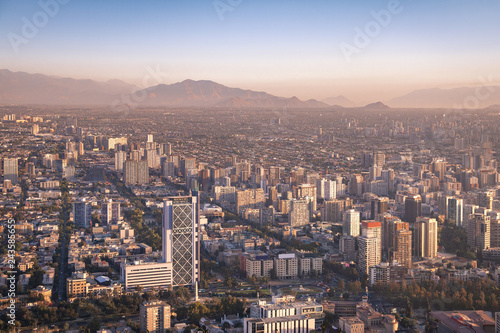 Aerial view of downtown Santiago at sunset - Santiago  Chile