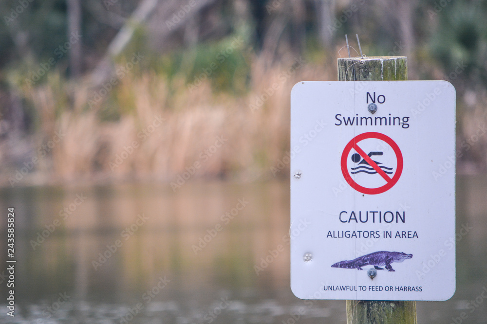 Φωτογραφία Alligator danger sign at Kathryn Abbey Hanna Park, Duval County, Jacksonville, Florida