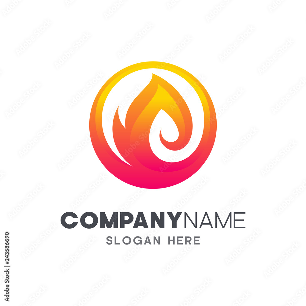 Obraz premium fire in circle shape logo design
