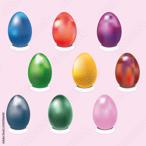 Happy Easter egg. lettering background with realistic gloss, glitter, Vector illustration postcard, advertising, promotion, poster, flyer, web banner.