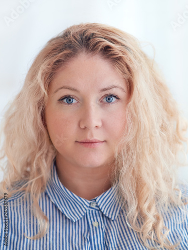 shoulder portrait of thirty years old, blonde woman photo