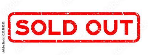 Grunge red sold out word rubber seal stamp on white background