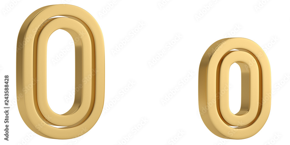 Gold metal o alphabet isolated on white background 3D illustration. Gold metal o alphabet isolated on white background 3D illustration.