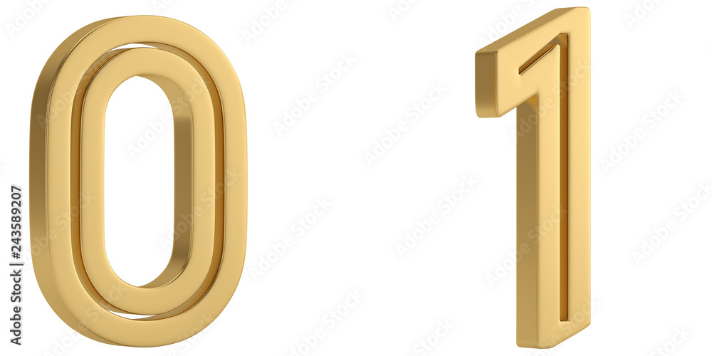 Gold metal numeral isolated on white background 3D illustration. Gold metal numeral isolated on white background 3D illustration.