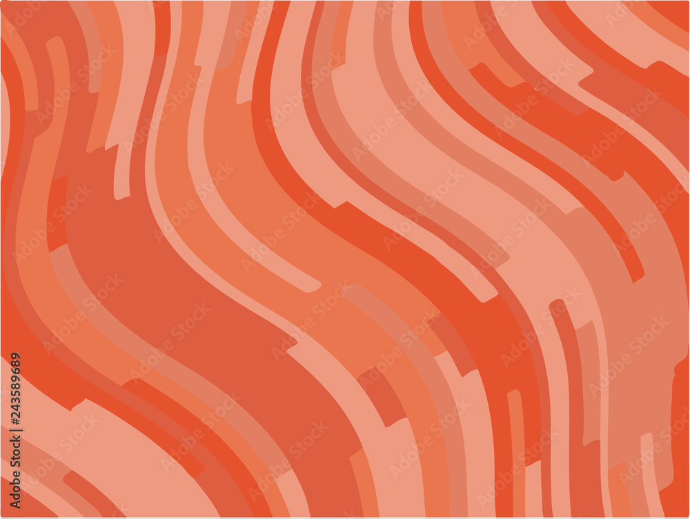 Abstract pattern with wave lines. Coral color striped background