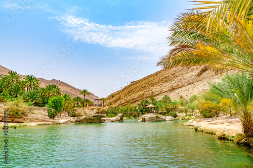 Wadi Bani Khalid in Oman. It is located about 203 km from Muscat and 120 km from Sur. photo