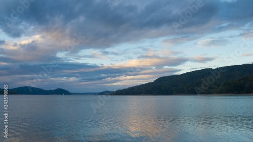 Beautiful Solinskie lake in Bieszczady mountains.