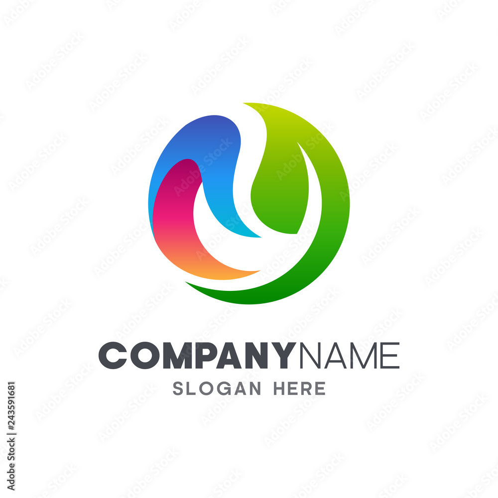 leaf in circle shape logo design leaf in circle shape logo design