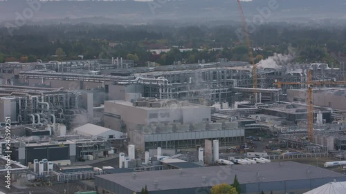 Hillsboro, Oregon circa-2018.  Aerial view of Intel factory in Hillsboro, Oregon