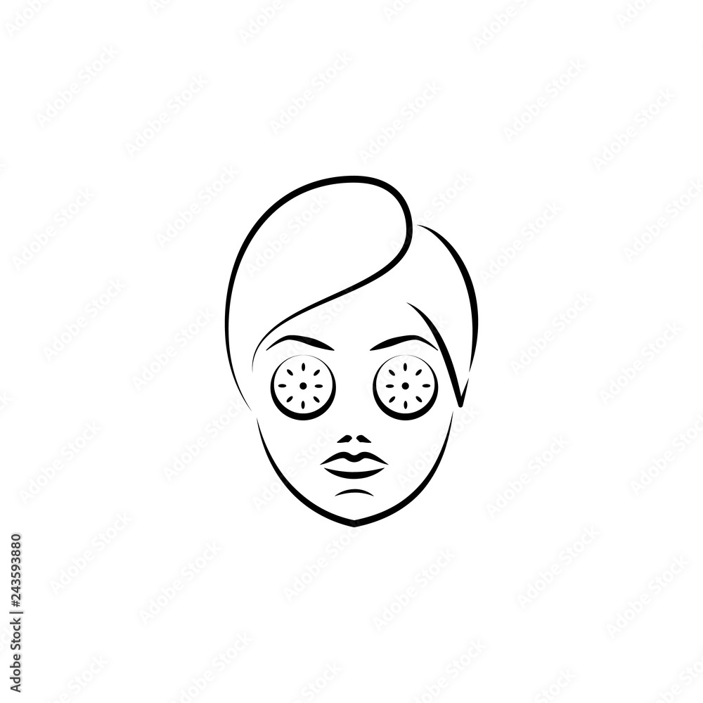 cucumber, mask, care hand drawn icon cucumber, mask, care hand drawn icon