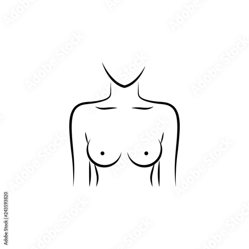 breast, chest, implant hand drawn icon