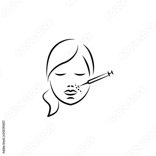 face, injection hand drawn icon