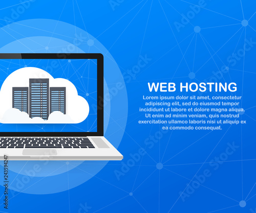 Web hosting concept with cloud computing icons design. Vector illustration.