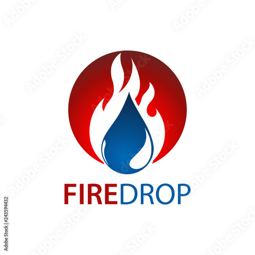 Circle fire water drop logo concept design. Symbol graphic template element