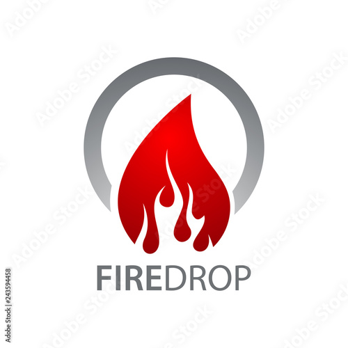 Circle fire water drop logo concept design. Symbol graphic template element