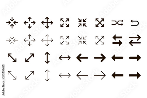 Arrows vector collection with elegant style and black color. Vector illustration.